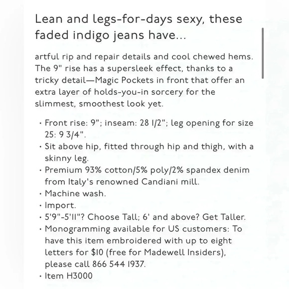 Madewell 9” High Rise Skinny Jeans - Picture 6 of 10